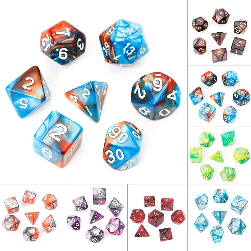

7pcs/Set Acrylic Polyhedral Dice For TRPG Board Game Dungeons And Dragons D4-D20