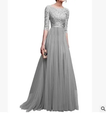 Длинное летнее платье для женщин Модное Элегантное черно-белое кружевное платье тонкое однотонное Макси вечернее платье для женщин размера плюс RQ644