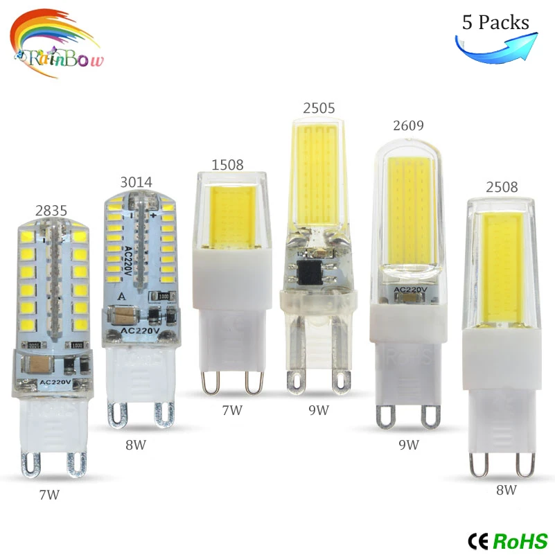 5 шт./лот cob G9 светодиодный светильник DC12V 220 V G9 G4 Светодиодная лампа с регулировкой SMD2835 3014 Светодиодный G9 прожектор для хрустальной люстры на замену