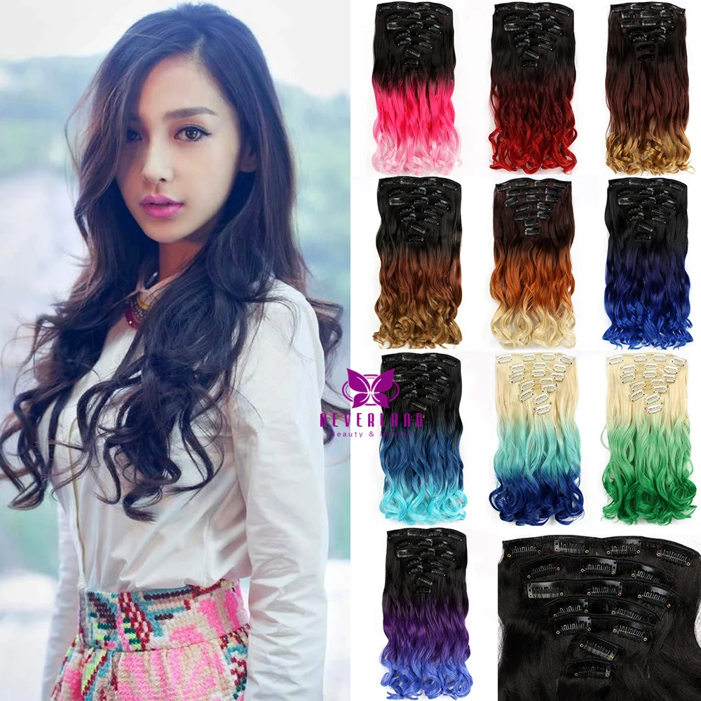 Neverland 20" Dip Dye Ombre Extensions Clip in Hair Extension Three