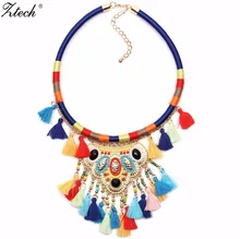 2016 Nuevas mujeres de bohemia collares y colgantes declaración multicolor flor gargantilla collar tribal étnico boho joyería Para Las Mujeres