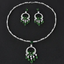DOKOL Luxury Fashion Dangle Earrings Pendants for Brides AAA+ Cubic Zirconia Jewelry Sets Silver Color bijoux DKS0025