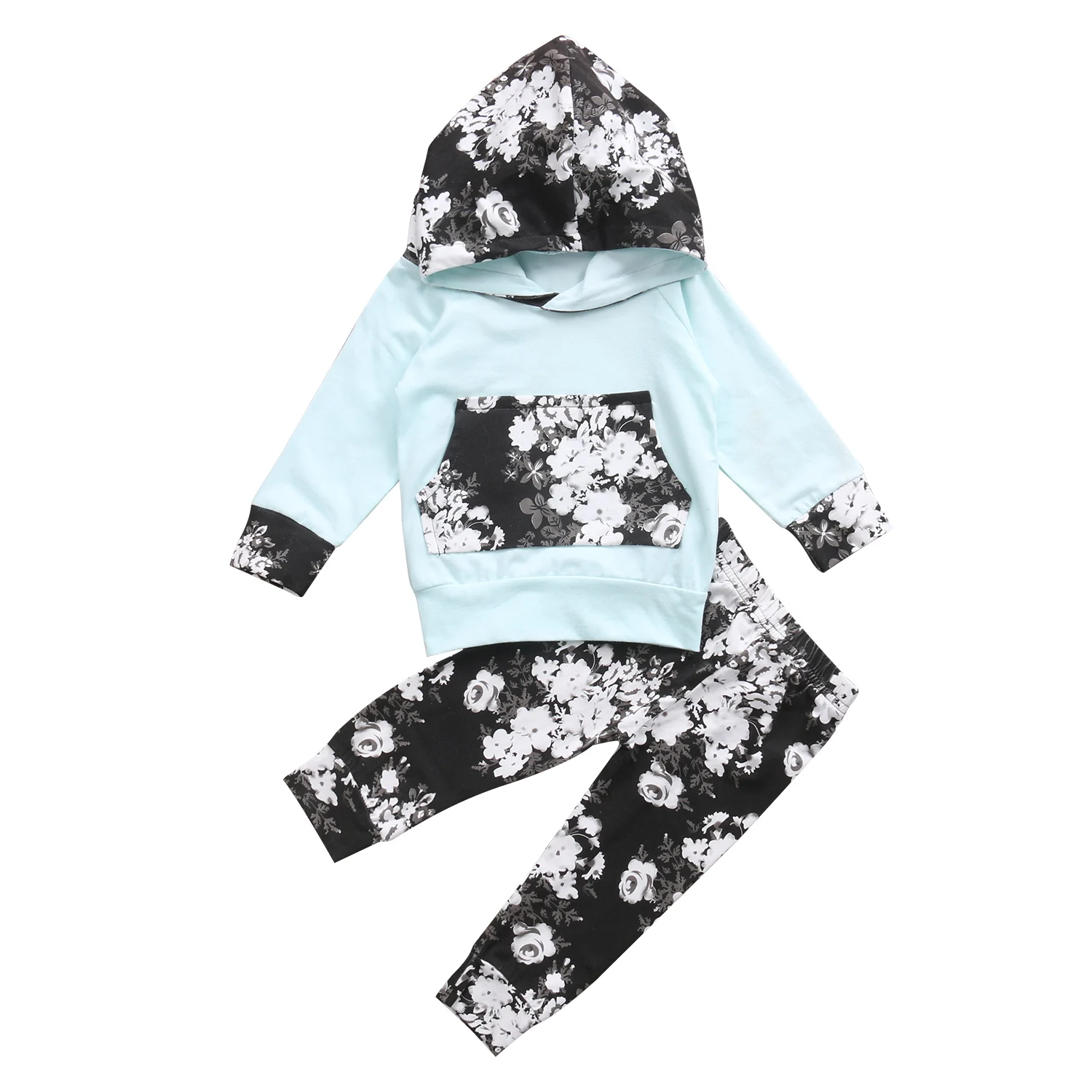 Toddler Infant Baby Girls Hoodie Tops Floral Pant Clothes Outfits Set