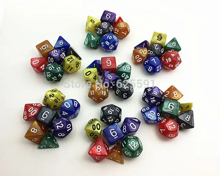 Горячая 7 разные цвета набор костей для ролевых игр D4 D6 D8 D10 D00 D12 D20