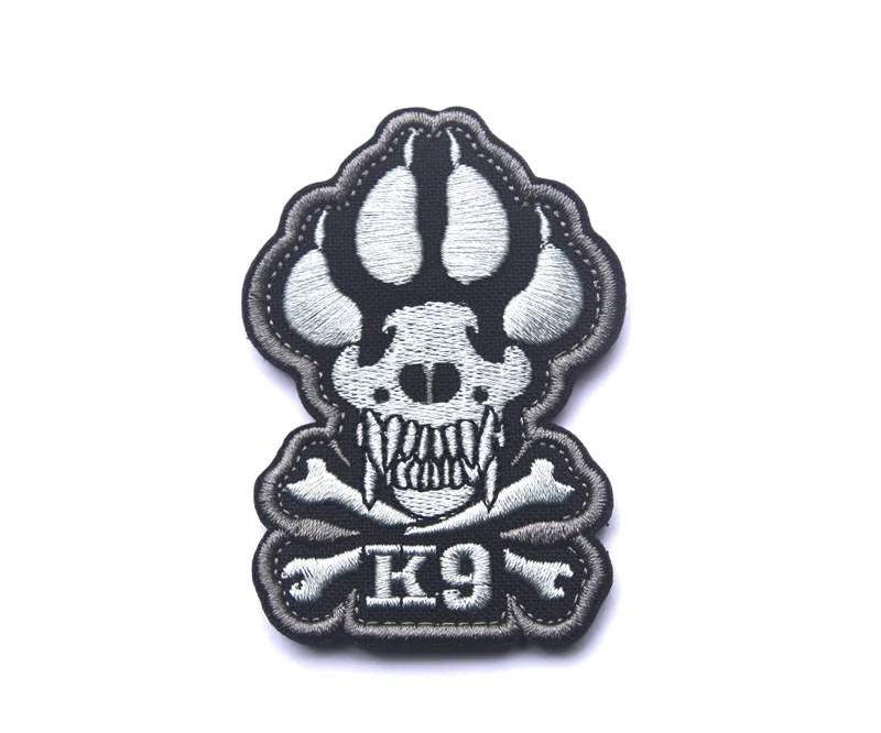 POLICE K9 UNIT 2x6 Black White Tactical ID Raid  Hook Military Morale Patch 