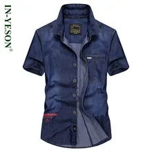 Классические мужские джинсовые рубашки брендовые IN-YESON высокого качества ретро ковбойский стиль camisa джинсы мужские повседневные рубашки 1753
