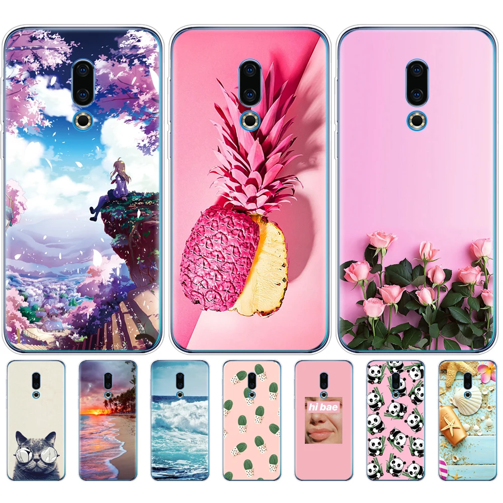 

For Meizu 16th Case 6.0'' Silicone Back Phone Cover For Meizu 16th Plus Case 6.5'' Soft TPU bumper coque Painted protective etui
