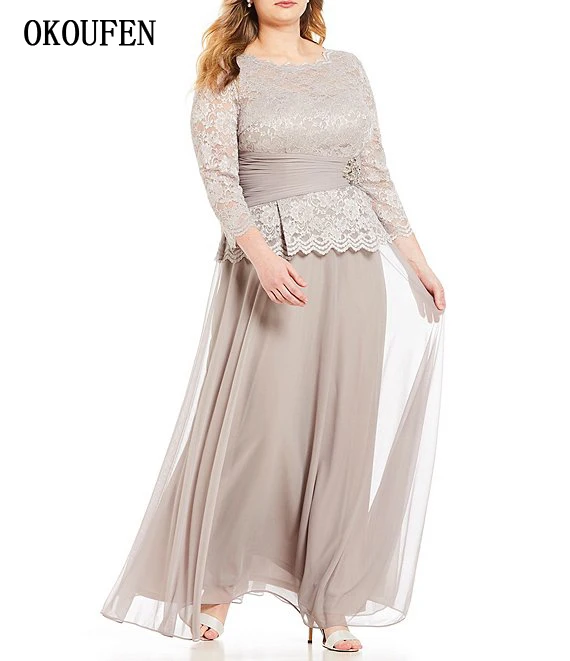 

Plus Size Long Mother of the Bride Dresses for Wedding 2019 Chiffon Lace Long Sleeves kurti vestido de madrinha farsali Custom
