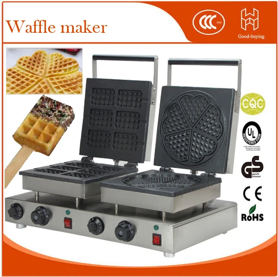 Double Heads round heart shape Commercial waffle make stiack waffle