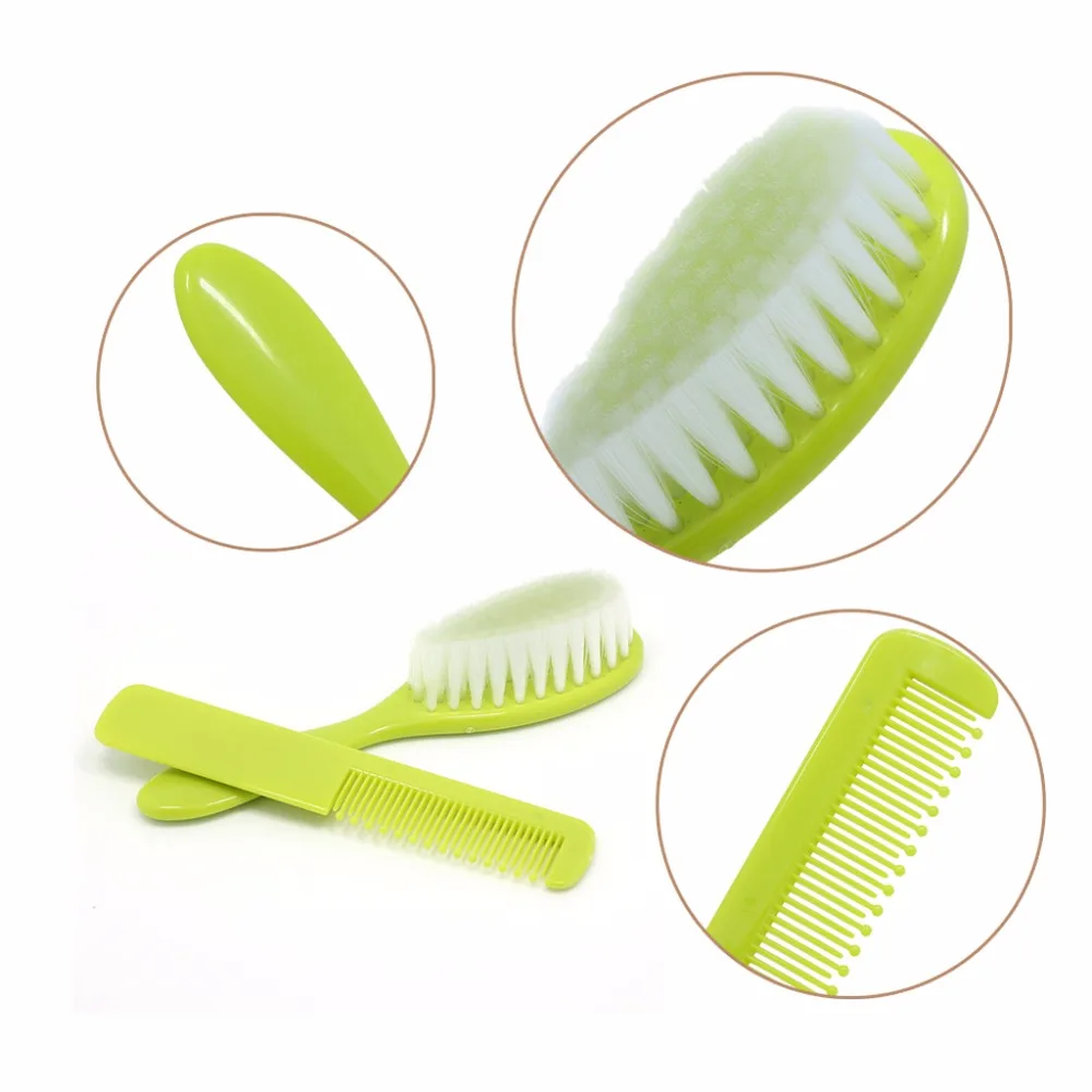 2Pcs Baby Safety Soft Hair Brush Set Infant Comb Grooming Shower Design Pack