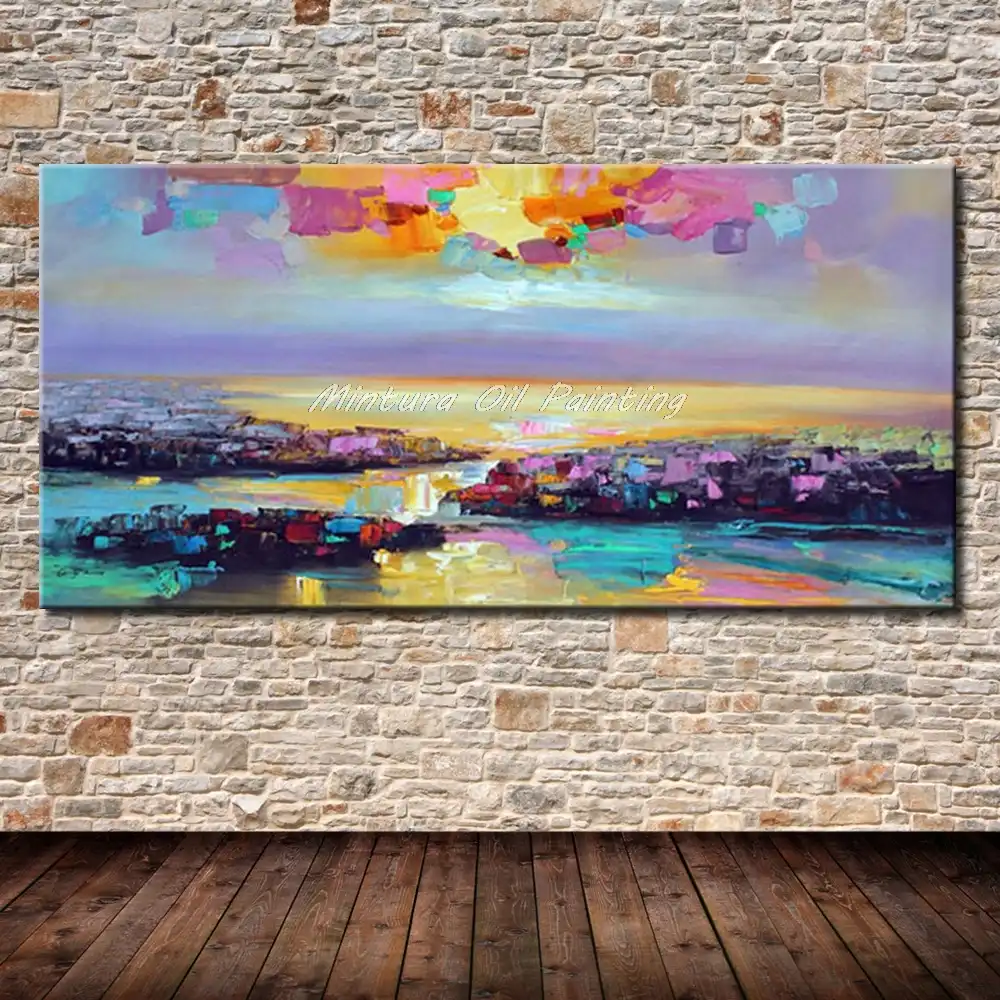 Mintura Pintado A Mano Arte Pinturas Al Oleo Con Paisaje Abstracto Sobre Lienzo Moderno De Pared Para Sala De Pared Del Dormitorio Decoracion Aliexpress