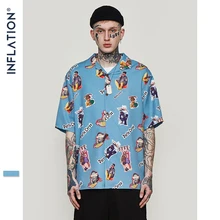 INFLATION Мужская гавайская рубашка, мужские повседневные пляжные рубашки с забавным принтом, короткий рукав, лето, свободная Мужская одежда 9220 s