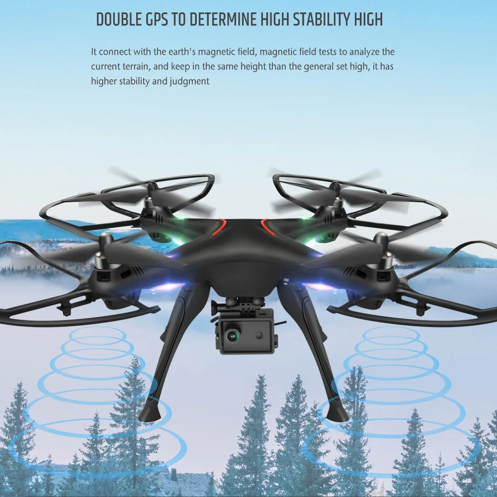 

RC Drone with 1080p Camera CG037-H Double GPS Positioning Wifi FPV 5.0MP Wide Angle Altitude Hold RC Quadcopter Dron