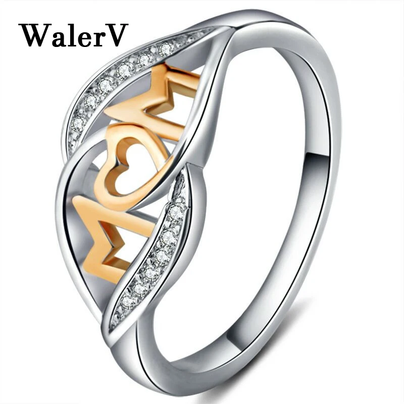 Walerv Silver Color Rings For Women Set Fashion Jewelry Carving Rose Gold Letters M M Love Ring Girl Send Mom Birthday Gift Ring Rings Aliexpress