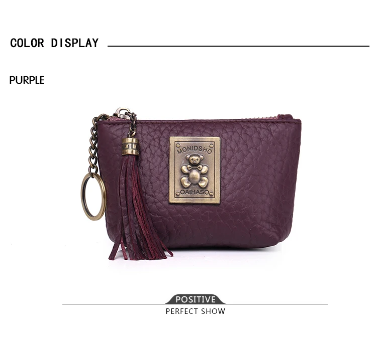 Women Mini Wallets Female Tassel Pendant Short Money Wallets Genuine Leather Lady Zipper Coin Purses Fashion Key Bag  (6)