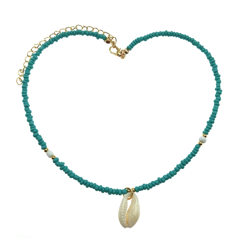 Мода Богемия природа камень оболочки Кулон Ювелирные изделия бисером цепи раковины колье сексуальное простое ожерелье для женщин