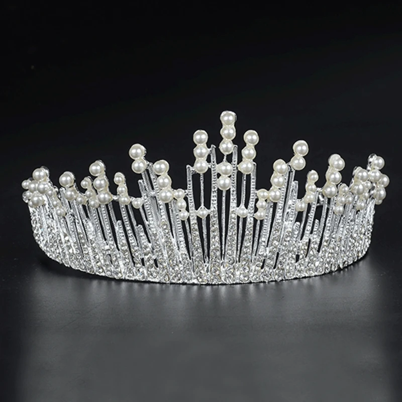 

Vintage Princess Wedding Crown Tiara Bridal Prom Party Pearl Rhinestone HairBand