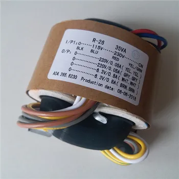 

R Core Transformer 2*220V 0.05A+2*6.3V 0.8A copper transformer 115-230V input 35VA with shield output for tube pre-amplifier