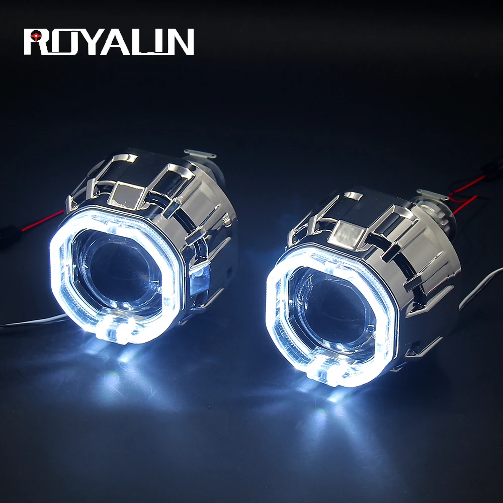 ROYALIN DRL светодиодный фонарь Angel Devil Eyes H1 линзы проектора Bi xenon для H4 H7 автомобильные