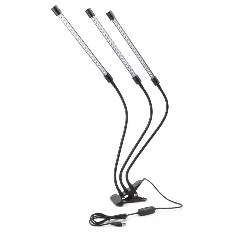 

27W LED Plant Grow Light Timing 3-head Indoor Plant Crowth Lamp For Greenhouse USB charging