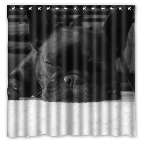 

180x180cm New Arrival Waterproof Fabric French Bulldog Design Bathroom Shower Curtain Polyester Bath Curtain
