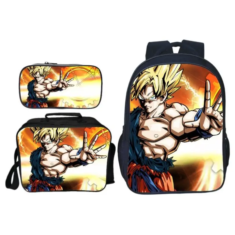 

3Pcs/Set Printing Cartoon 3D Dragon Ball Kids Baby School Bags Super Saiyan Sun Goku School Backpacks Children Schoolbag for Boy