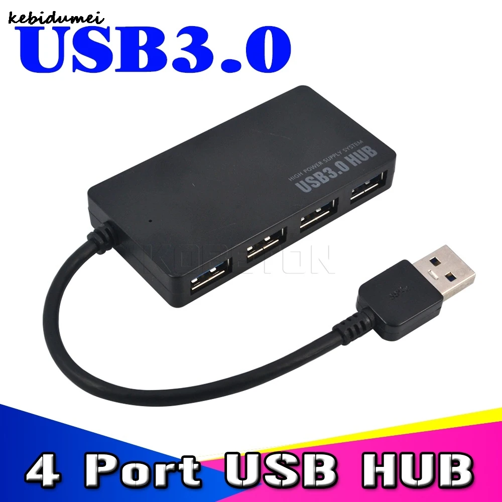 

Kebidumei 5pcs/lot Protable 5Gbps USB 3.0 4 Port Hub Splitter Adapter Ultra Speed for Laptop Computer PC High Power Supply