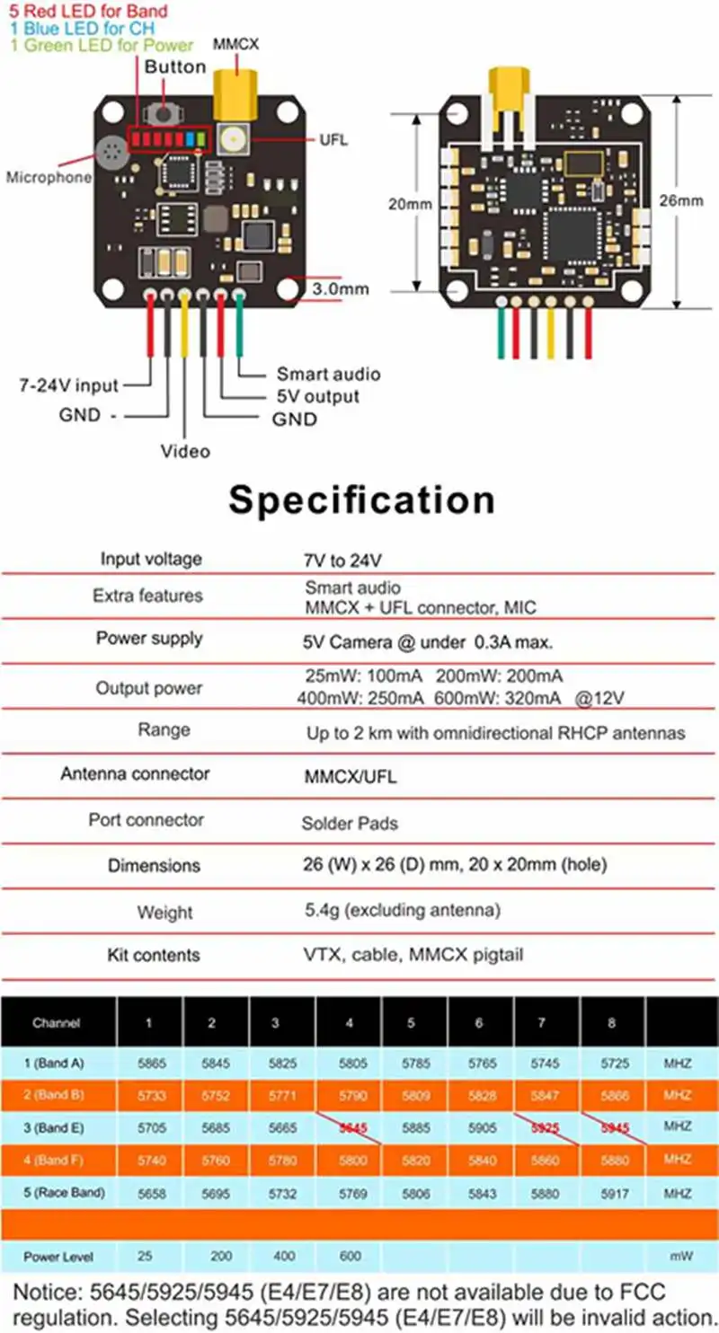 АКК FX3-ultimat 5,8G 40CH 25/200/400/600 мВт Переключаемый смарт аудио передатчик FPV Поддержка серверный компьютером с экранным меню для радиоуправляемых моделей запчасть для мультикоптера