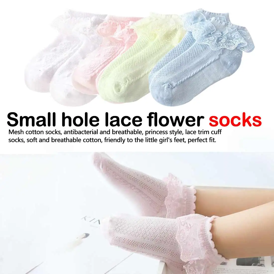 Kid Newborn Baby Girls Princess Lace Flower Socks Infant Soft Cotton Socks