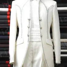 Изготовленный на заказ, чтобы измерить мужской костюм, Taiored цвета слоновой кости белый смокинг куртка с планками, портняжный смокинг