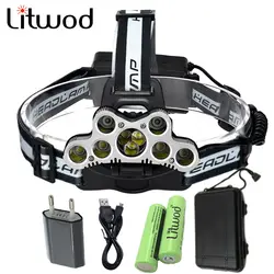 Litwod CREE 2309 9 светодиодный налобный фонарь фар головного фонарик XM-L T6 фара USB аккумуляторная батарея 18650