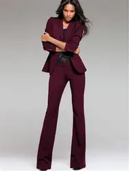 Для женщин s Торжественная одежда брючные костюмы бордовый Для женщин Дамы индивидуальный заказ Бизнес офисные парадный смокинг рабочие