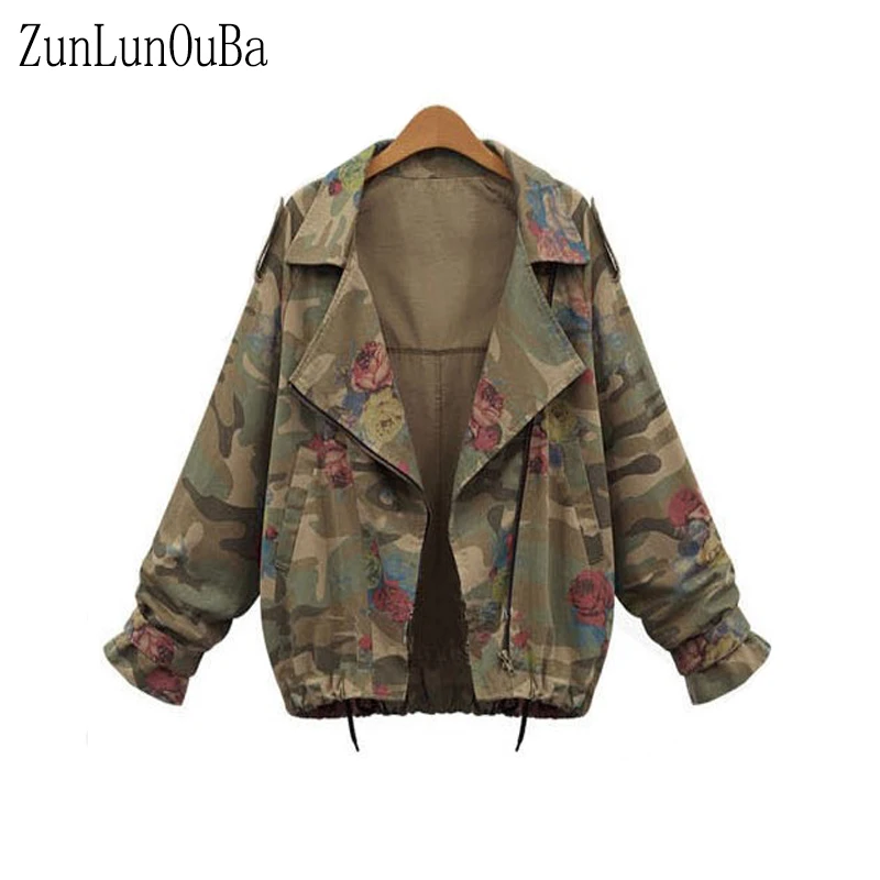 

2018 Autumn Winter Casual Loose Women Bomber Jacket Ladies Army Green Harajuku Leopard Turn-down Collar Zipper Long Sleeve Coat