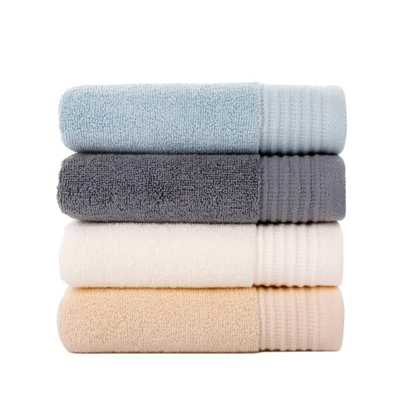 1PCS Plain Cotton Embroidered Thicken Towel Light Brown Home Garden