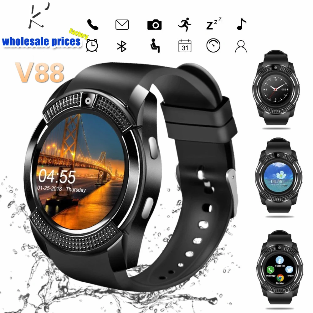 K' 3C V8s Bluetooth Smart Watch Touch Screen Wrist with Camera/SIM Card Slot Waterproof M2 A1 VS DZ09 X6 | Электроника