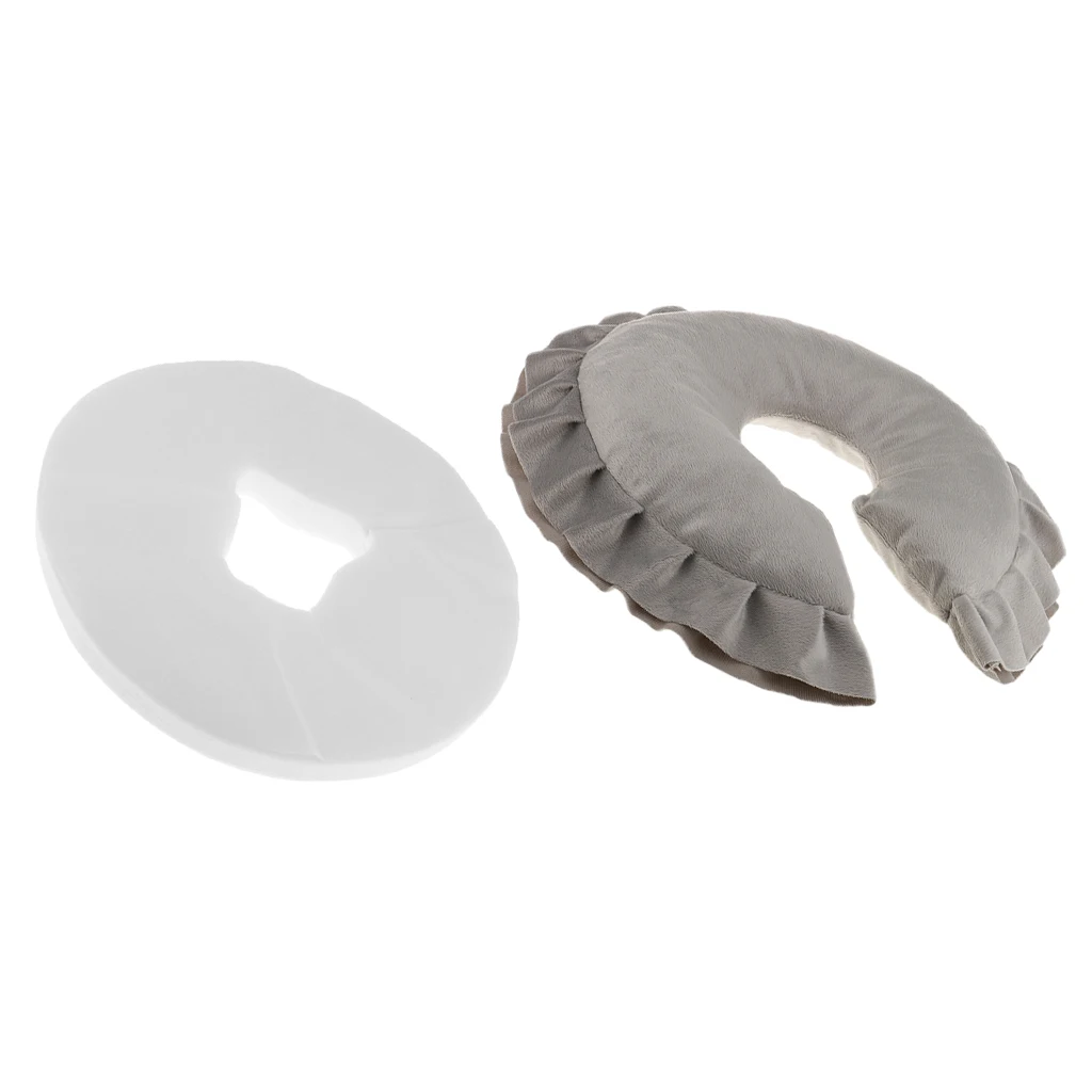 Gray Washable Cover Massage Table Bed Face Cradle Pillow with 100pcs Cushion Cover Set White