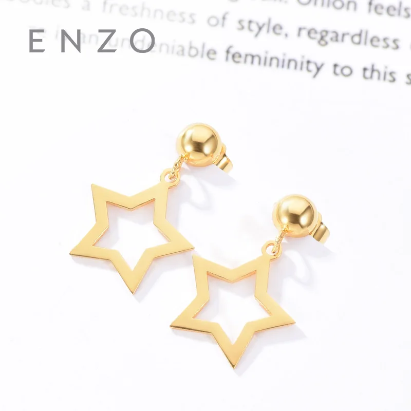 

Enzo Real 18K Gold Earring Star Jewelry Women Miss Girls Gift Party Female Stud Earrings Solid Hot Sale New Good Trendy