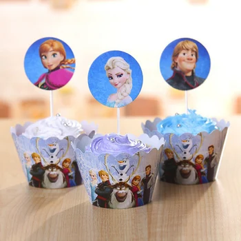 

Snow queen Elsa Anna cupcake box wrappers & toppers picks kids birthday party supplies Event & Party Supplies Cake Decorating