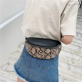 

Fashion Serpentine Waist Bag Women Outdoor Serpentine Zipper Messenger Bag Sports Chest Bag Waist Bag Portable Solid Zipper #C