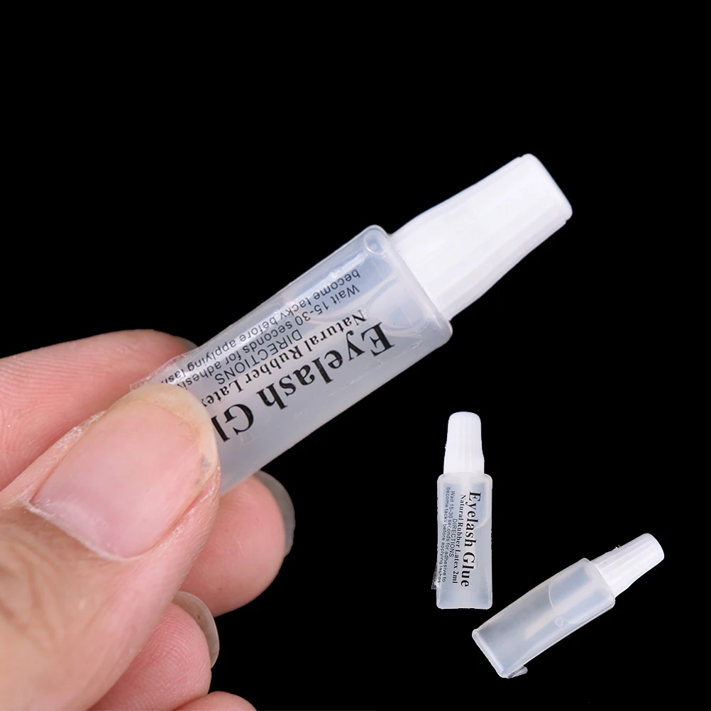 New 2Pcs/lot 2ml Eyelash Glue Plastic Tube Travel Transparent Glue False Eyelashes Makeup Tool