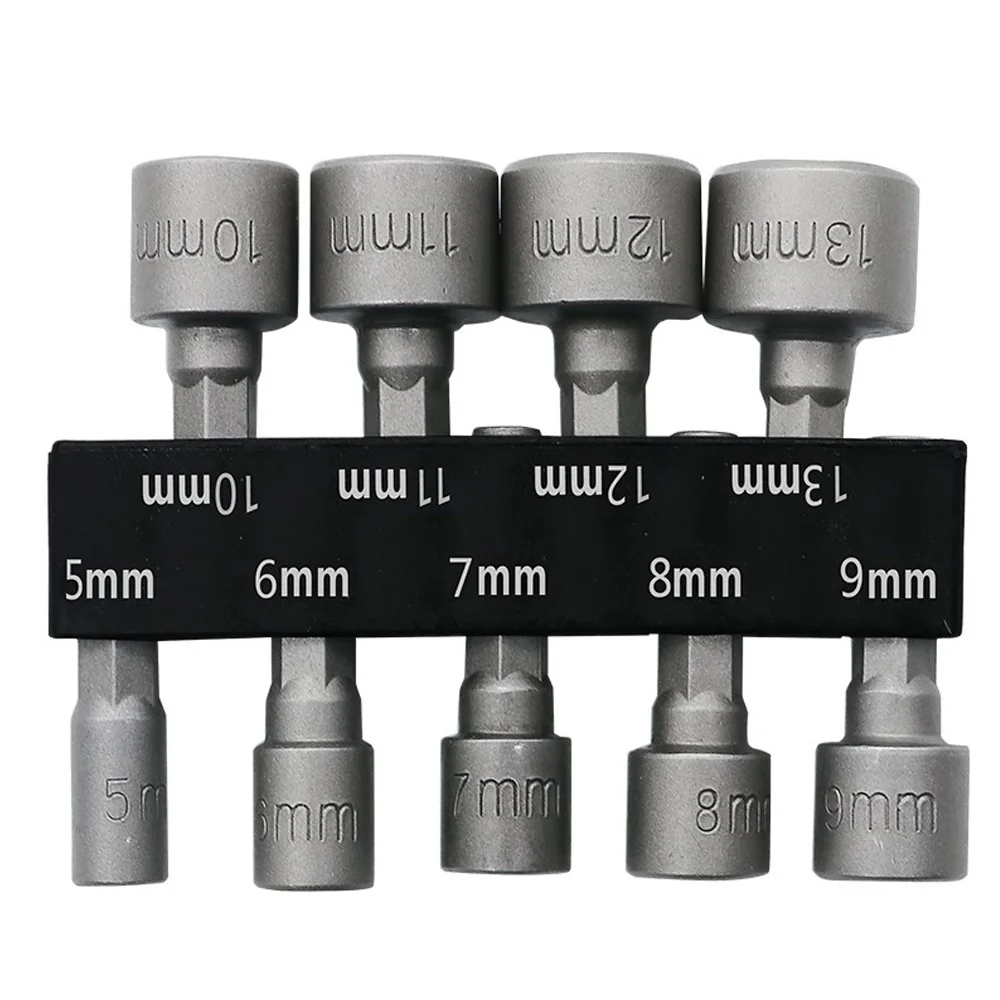 HakkaDeal 9PCS 5 13mm Powerful Socket Wrench 1/4 Hex shank Screw Sleeve