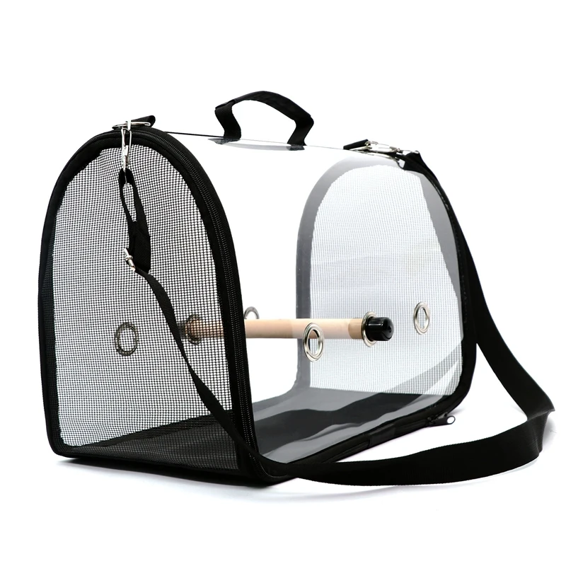 

Portable Travel Pvc Handbag Pet Supplies Breathable Outdoor With Handle Zipper Closure Bird Carrier Transparent Parrot Cage Li