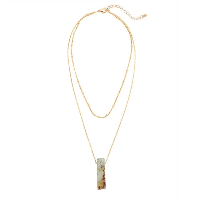 Necklaces Natural Stone Pendant Double Chain Necklace (NP-01)