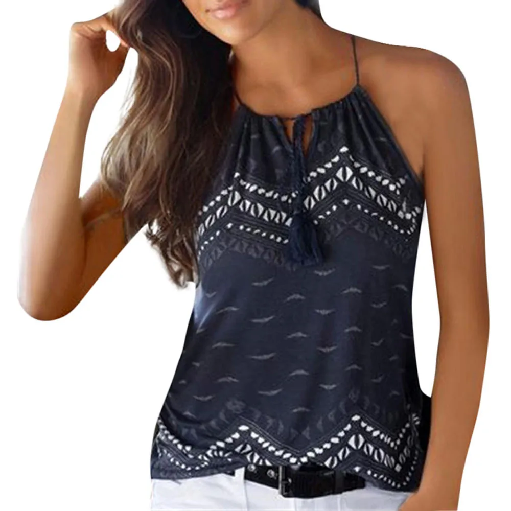 Fashion Print Tank Tops Women Summer Loose Sleeveless Casual Tank T