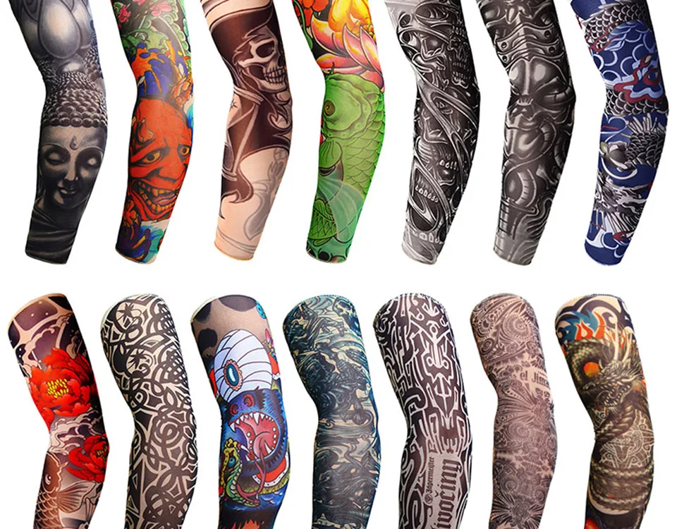1-PC-Nylon-Mangas-Tatuagem-Falsa-Bra-o-Aquecedores-de-Ciclismo-Homens-Mulheres-Crian-a-Moda