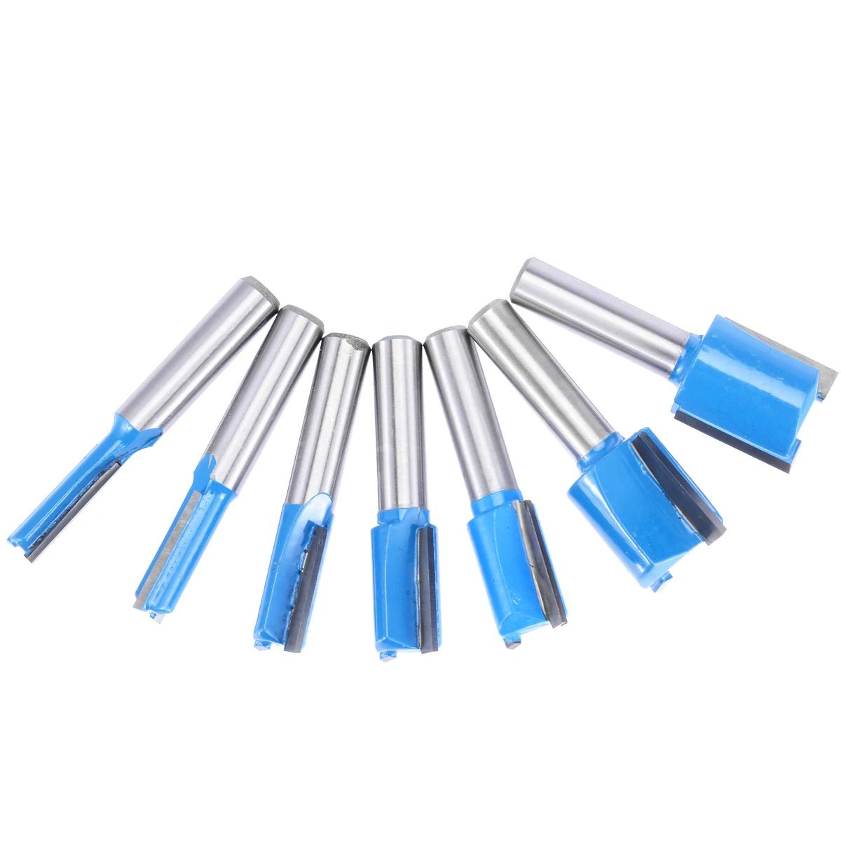 7pcs 6/8/10/12/14/18/20mm Diameter Router Bits 8mm Shank Straight/Dado Woodworking Cutter Set For Wood DIY Tools