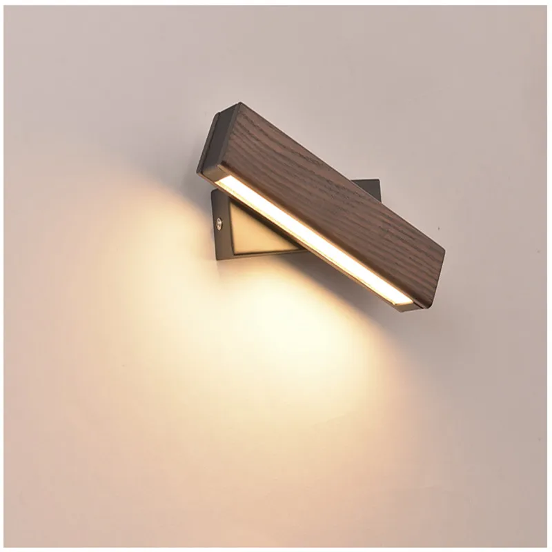 Ceny Nordic lampa ścienna do sypialni z litego drewna nawy proste nowoczesne kreatywne obracające się światło czytanie LED kinkiet darmowa wysyłka