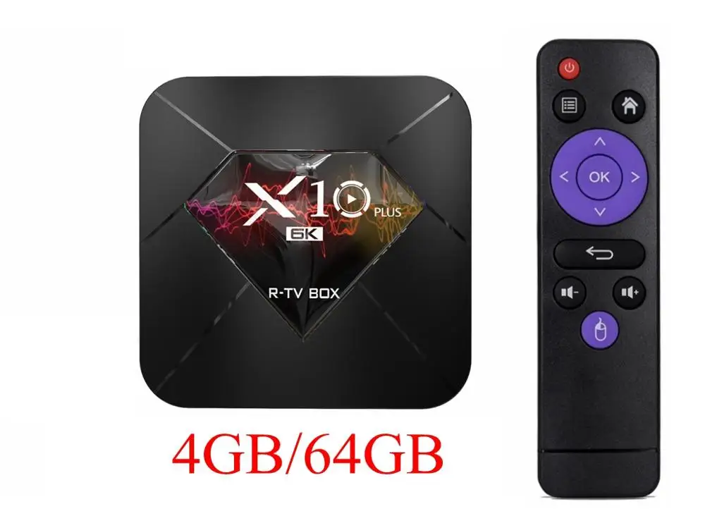 6K tv Box X10 Plus Android 9,0 Allwinner H6 Четырехъядерный 4 ГБ 32 ГБ 64 Гб 2,4G WiFi USB3.0 Поддержка 6K* 4K H.265 Смарт медиаплеер - Цвет: 4GB 64GB