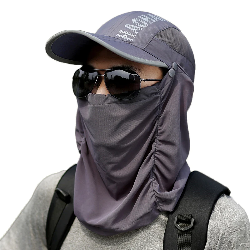 Sun hats Men Outdoor Fishing Cap Breathable Sun Removable Neck Sunshade