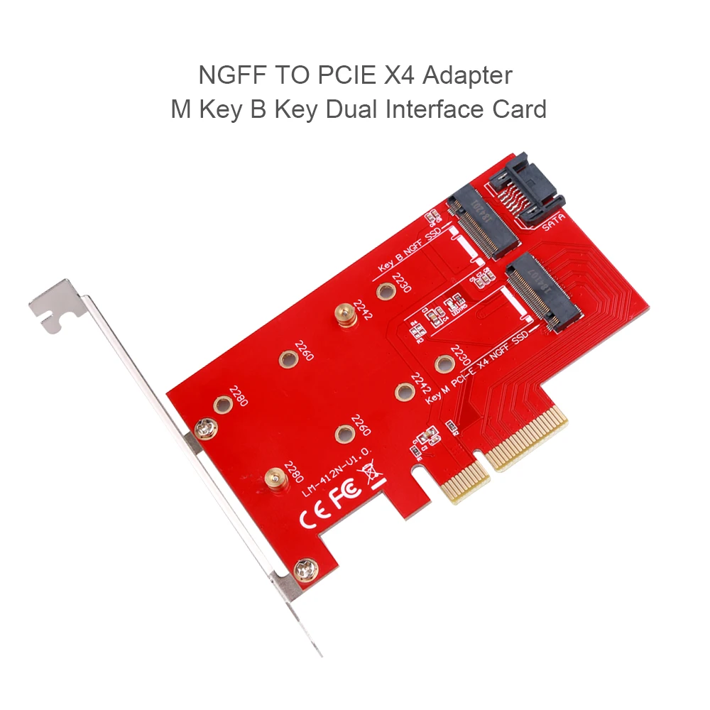 Kebidumei M2 NGFF для PCIE X4 адаптер Поддержка PCI Express 3,0 2230 2242 2260 2280 Размеры M ключ и ключ SATA Порты и разъёмы карты расширения